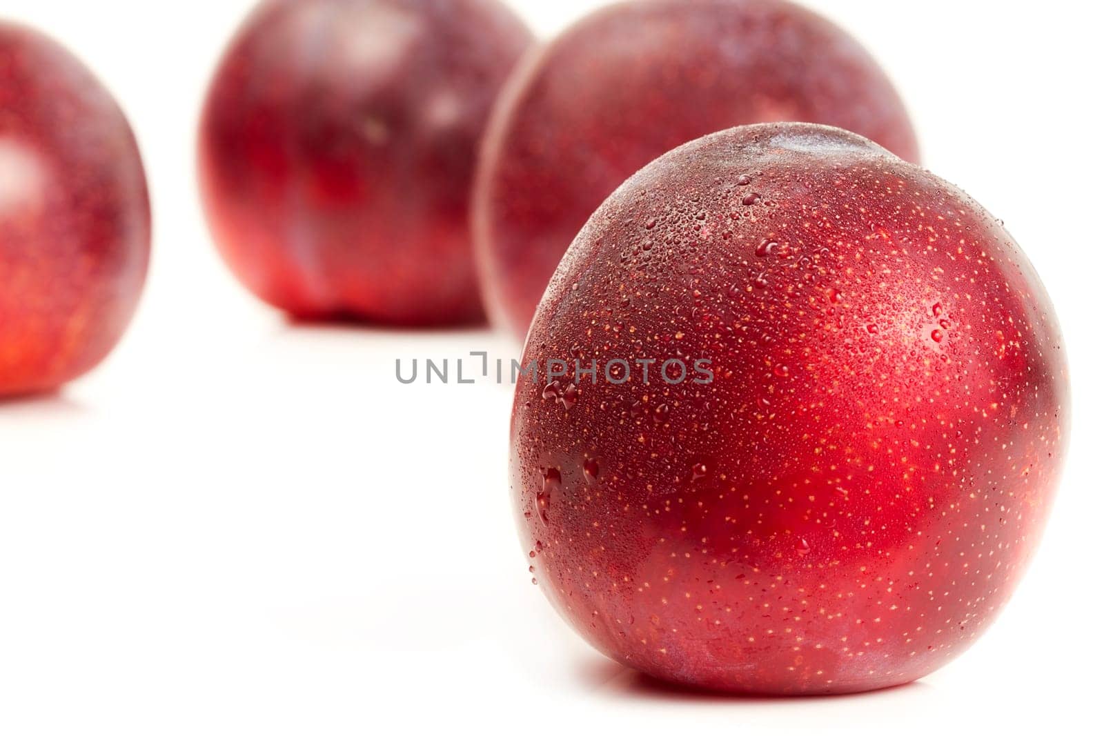 Wet plum in front of others