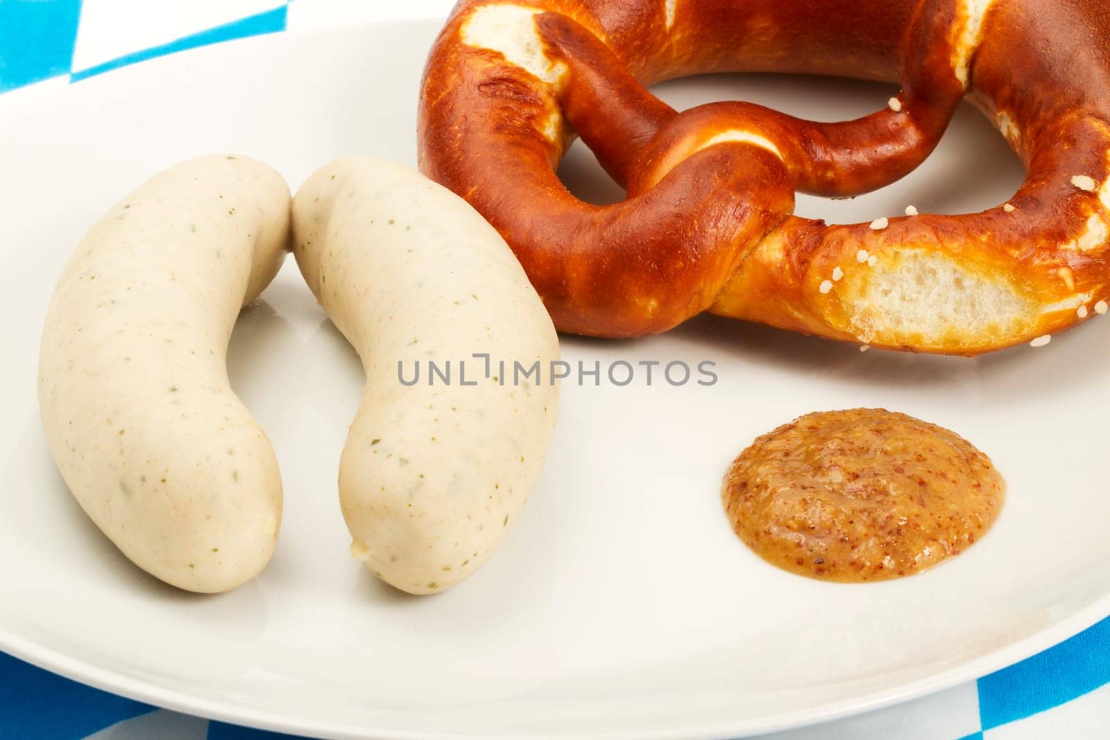 Weisswurst breakfast close from above