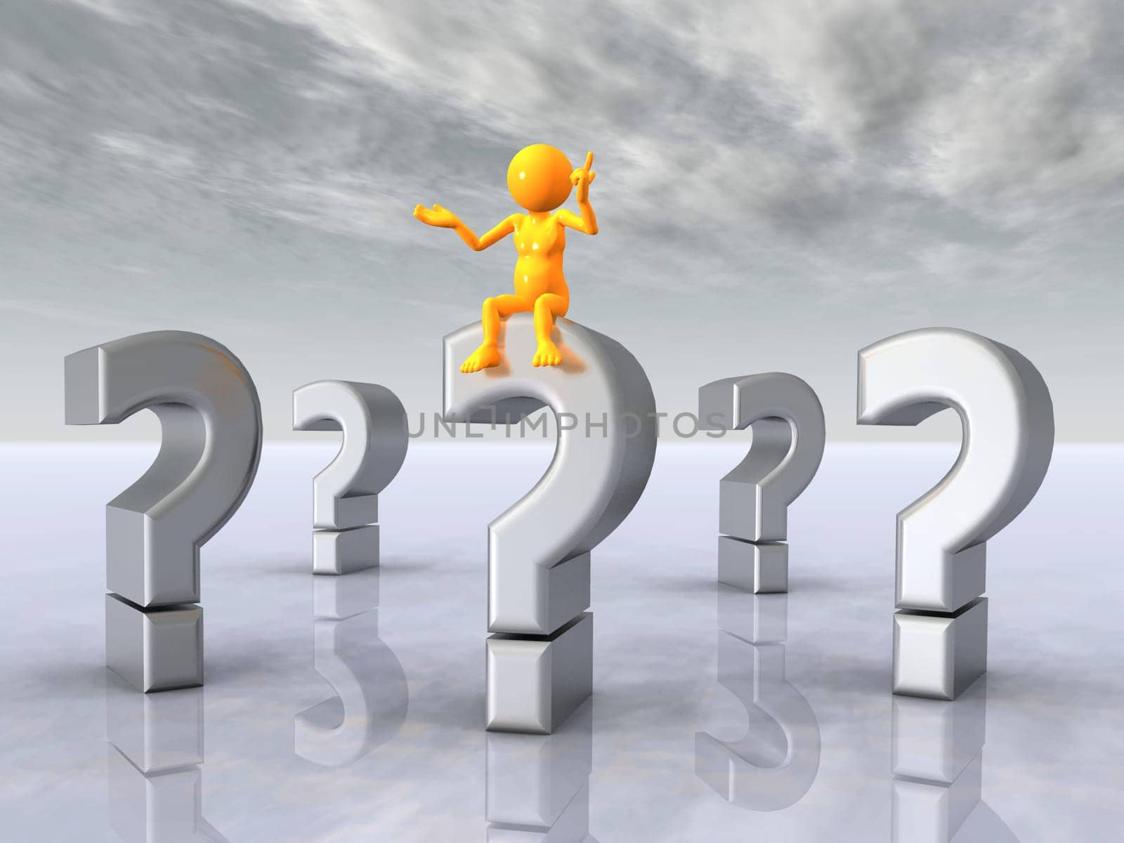 Question mark with thinker