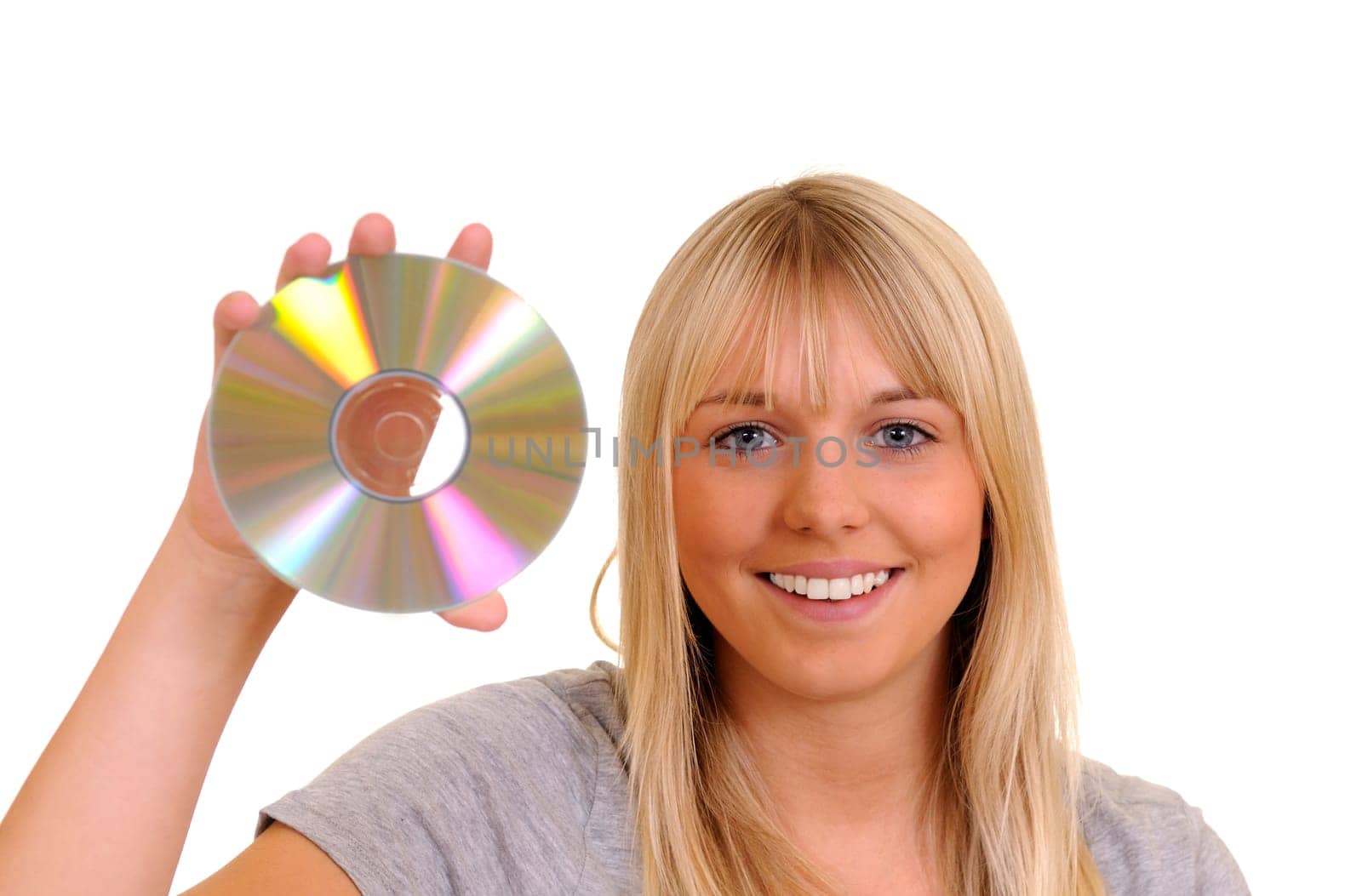 Young woman holding a CD