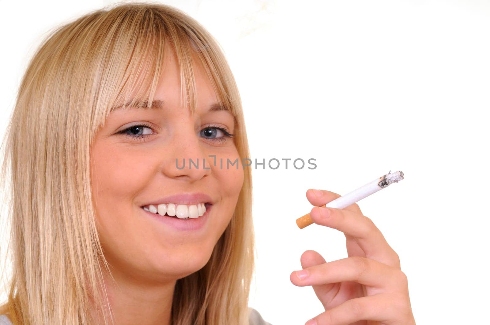 Young woman smoking a cigarette