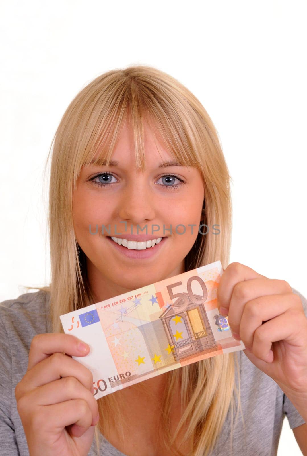 Young woman with fifty euros