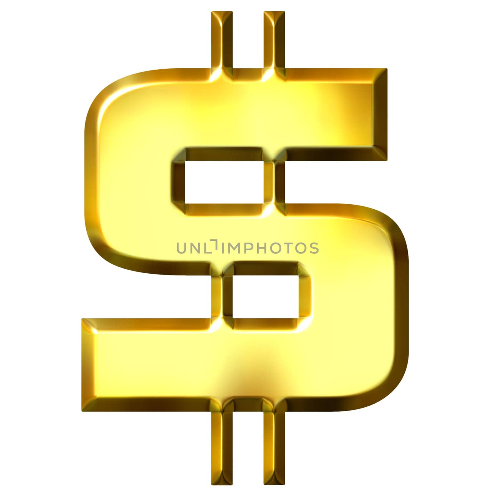 3D Golden Dollar Symbol