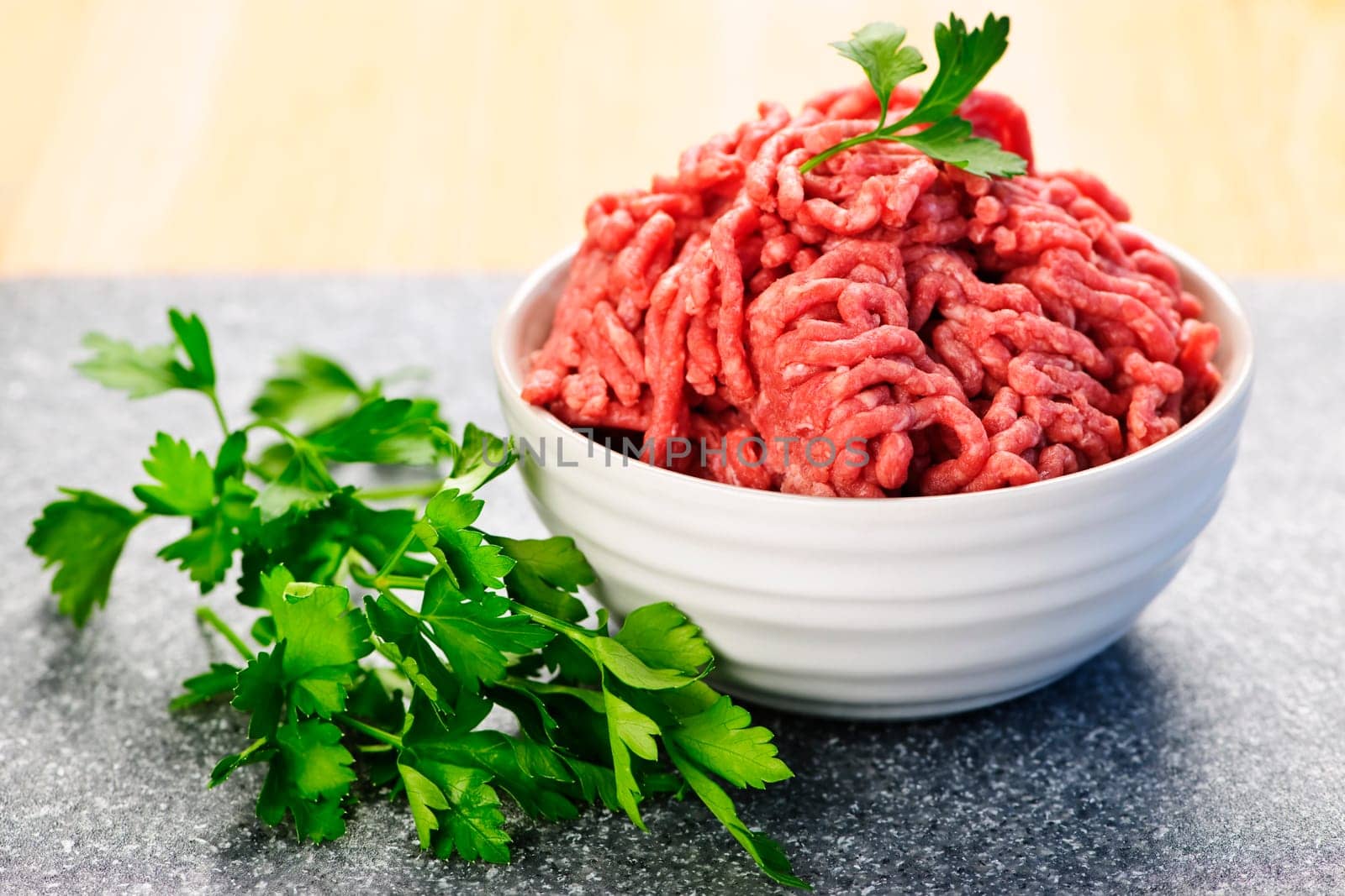 Bowl of raw ground meat