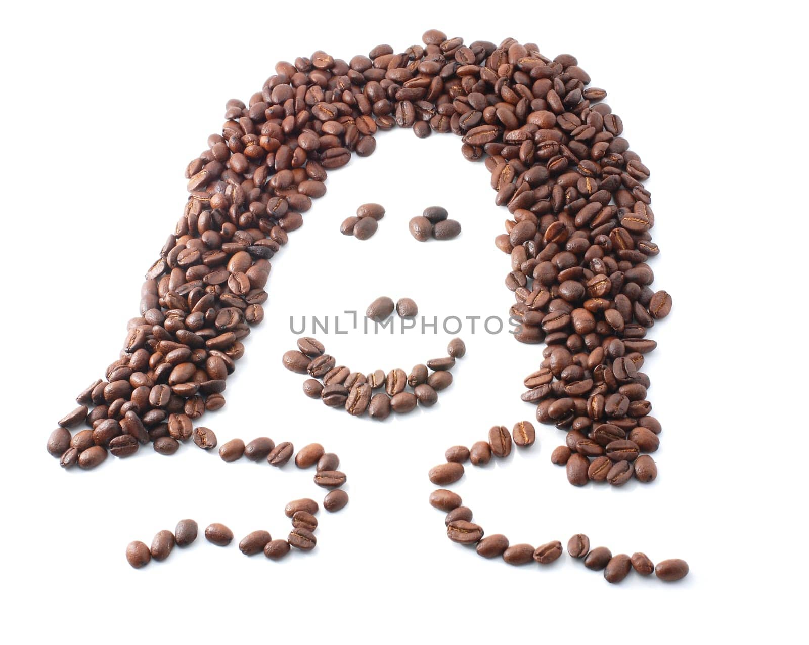 Face made of coffee beans