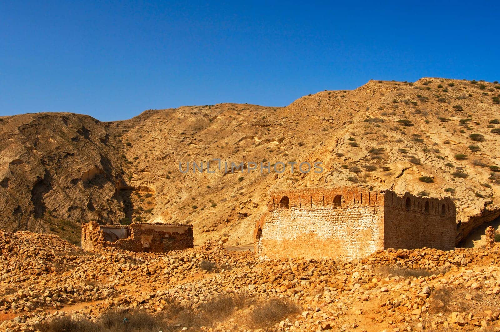 abandoned settlement in the barren mountains of Oman