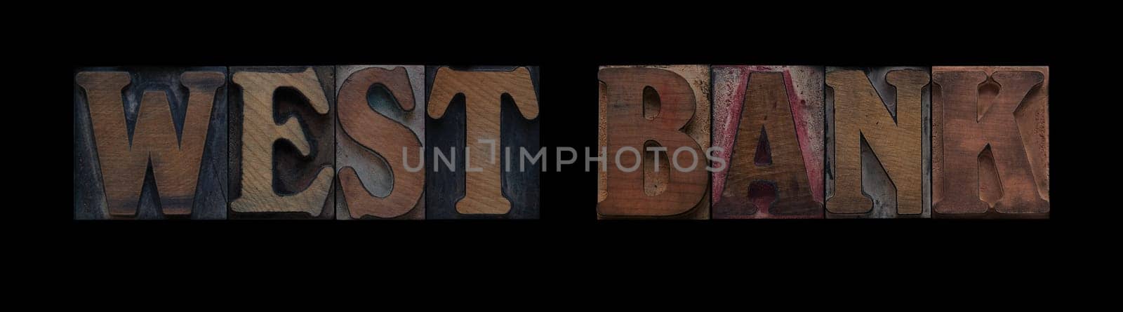 West Bank in old letterpress wood type