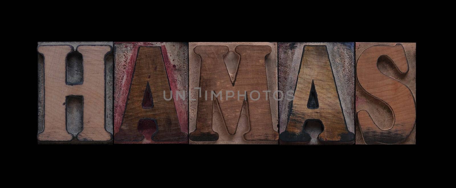 Hamas in old letterpress wood type