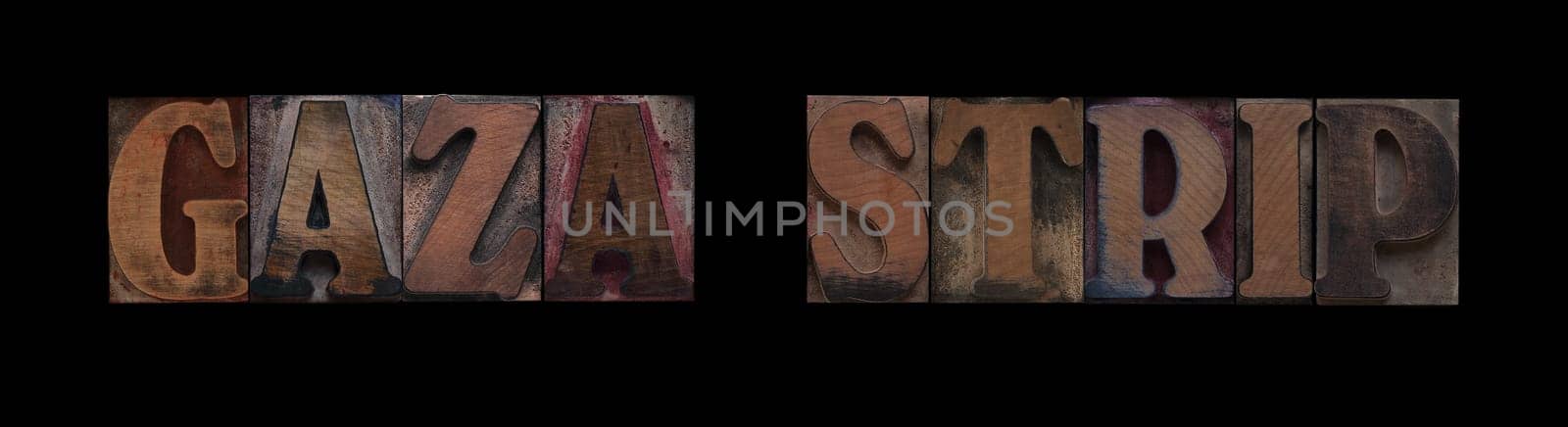 Gaza Strip in old letterpress wood type