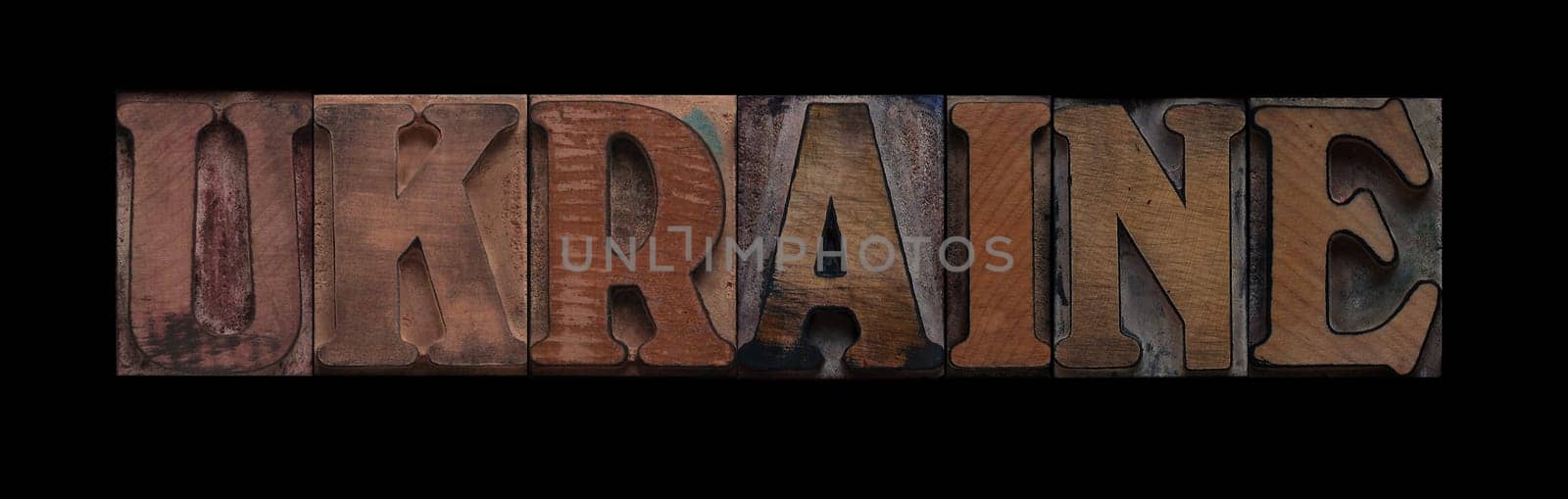 Ukraine in old letterpress wood type
