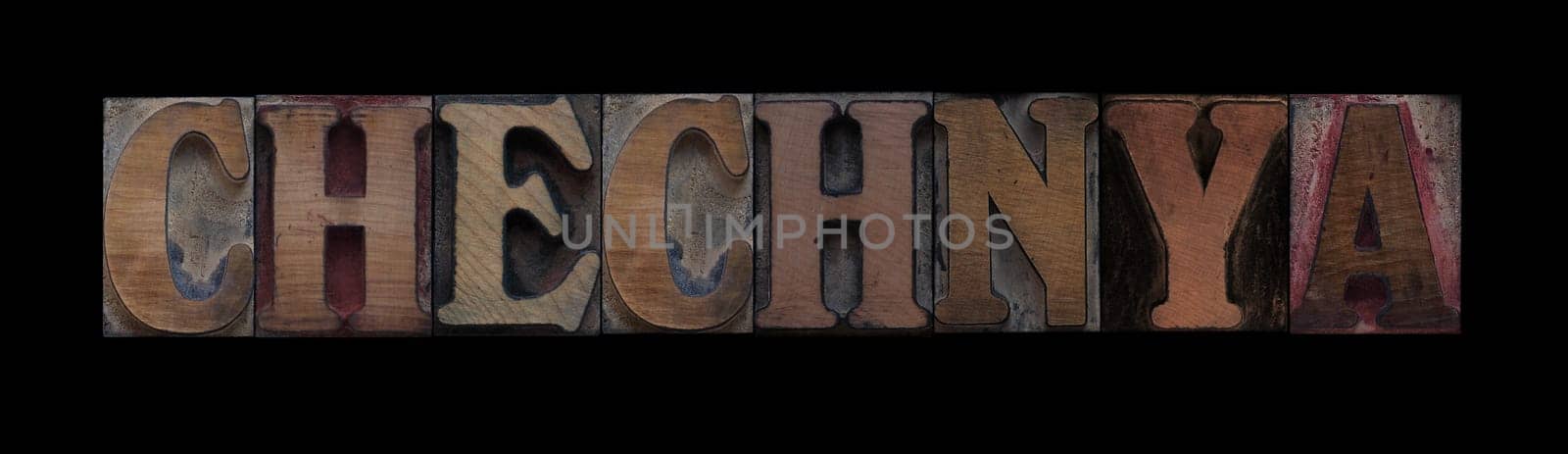 Chechnya in old letterpress wood type