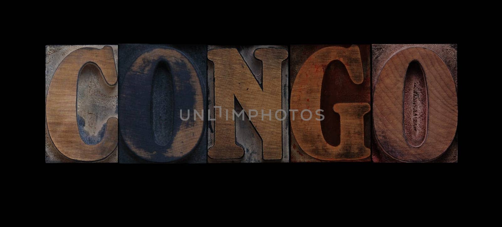 Congo in old letterpress wood type