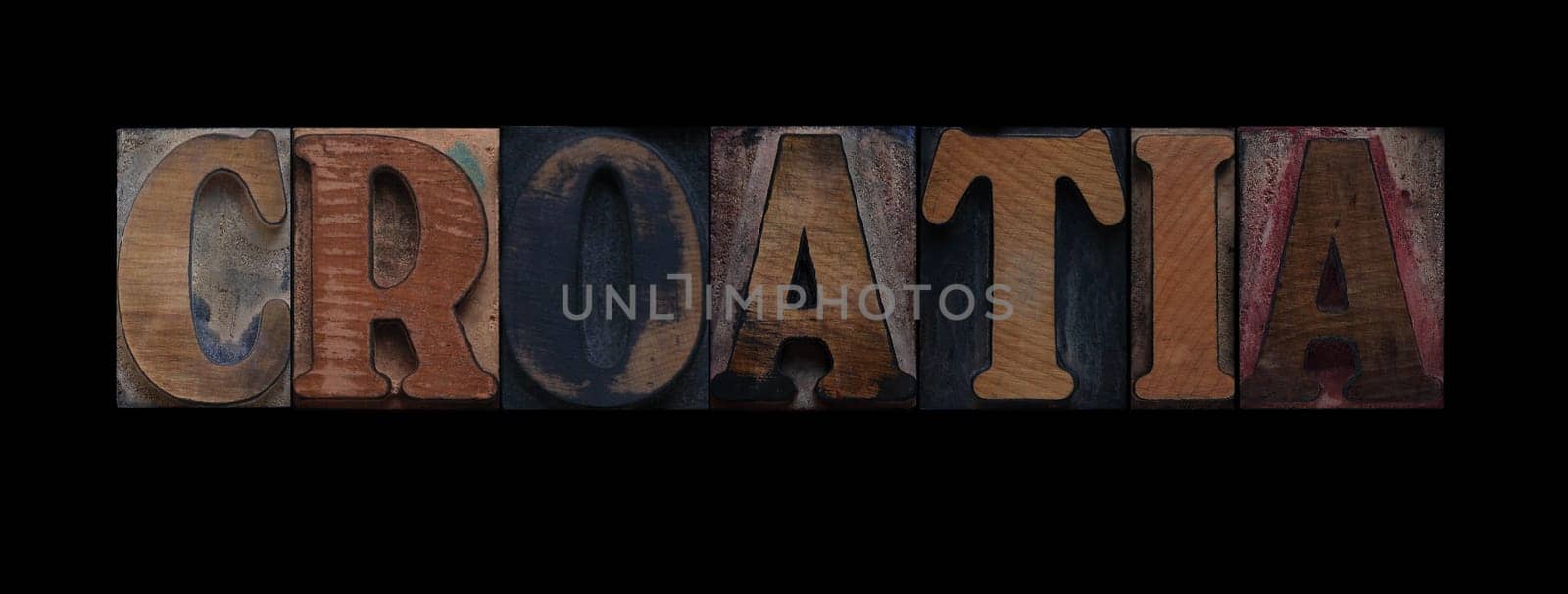 Croatia in old letterpress wood type