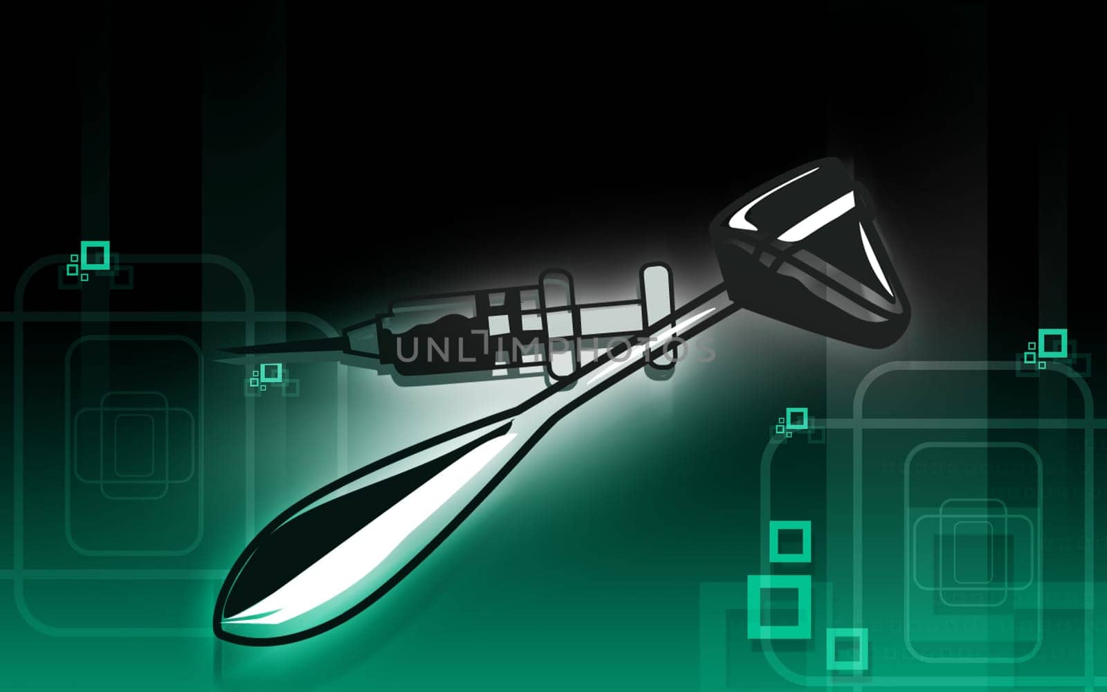 rubber hammer and syringe