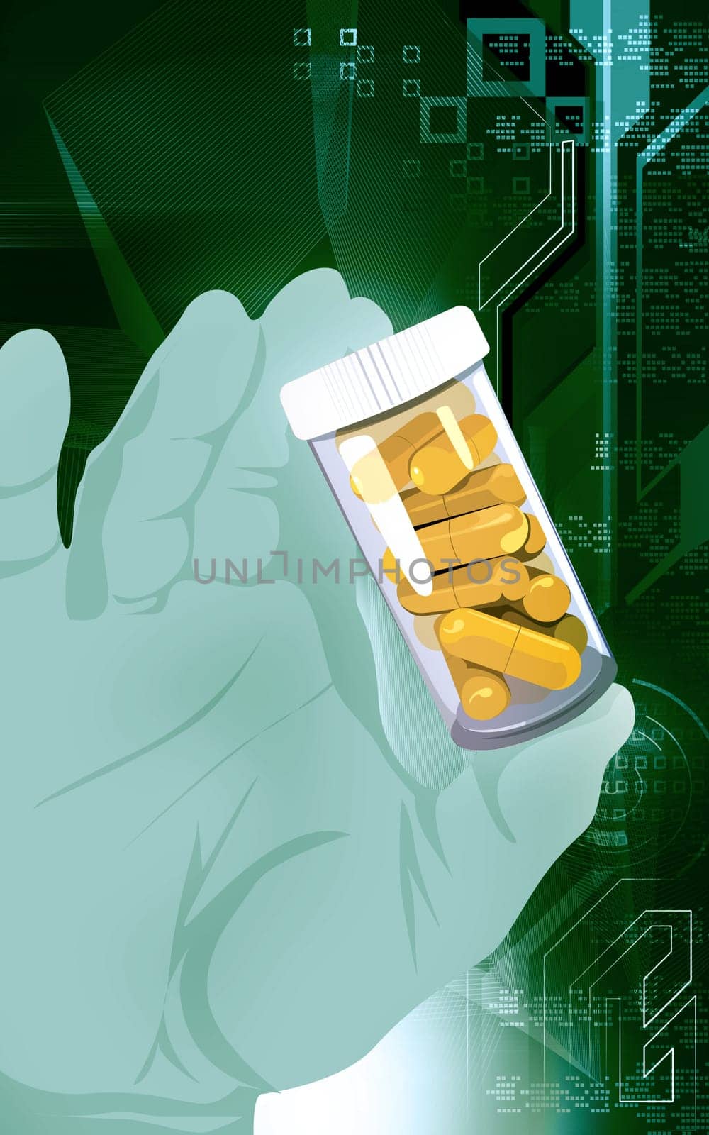 hand holding tablet container