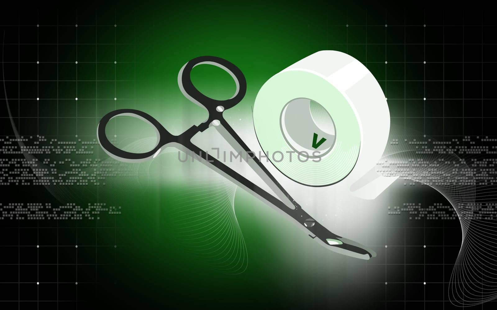 surgical scissor and plastering tape