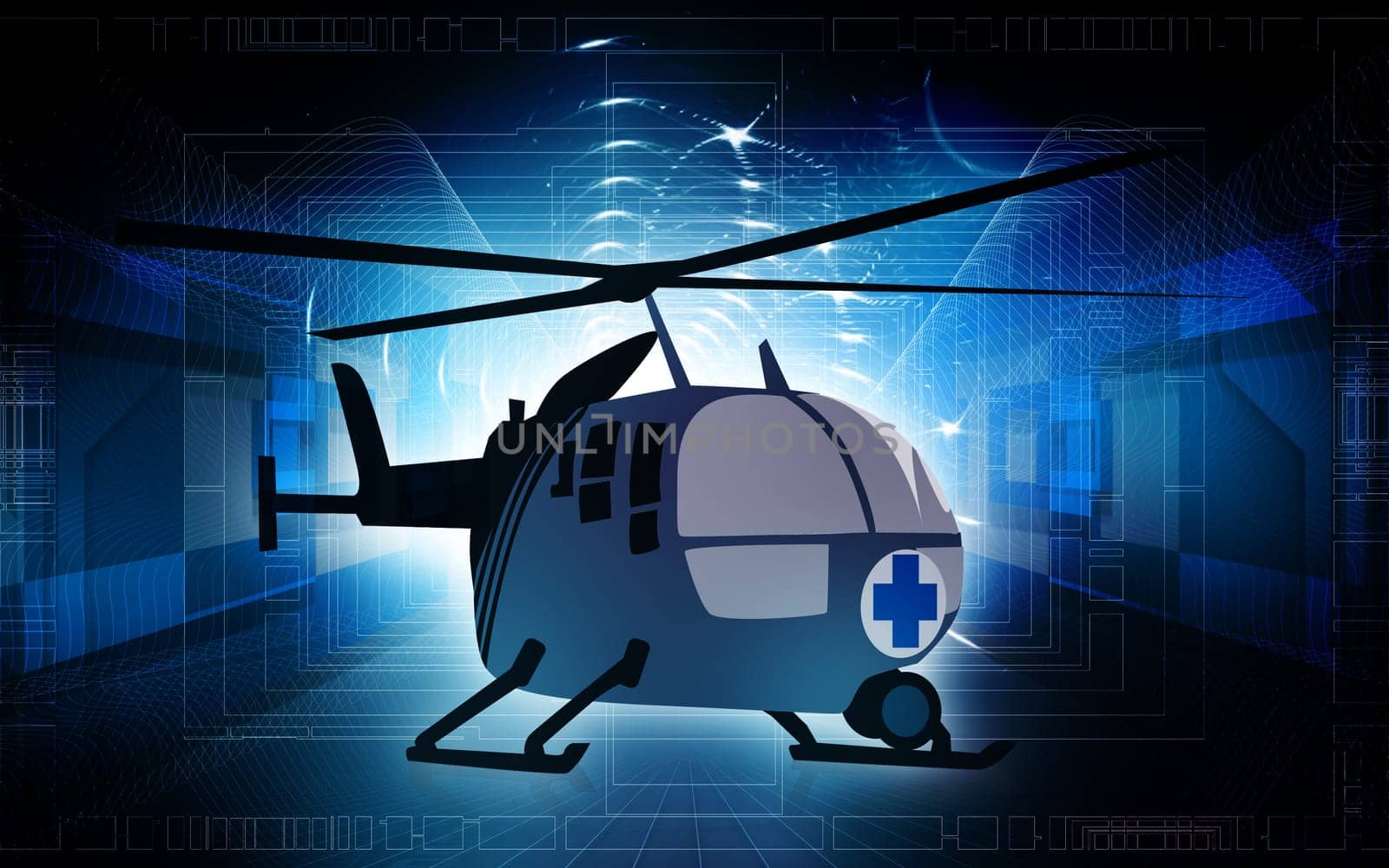 Illustration of a rescue helicopter