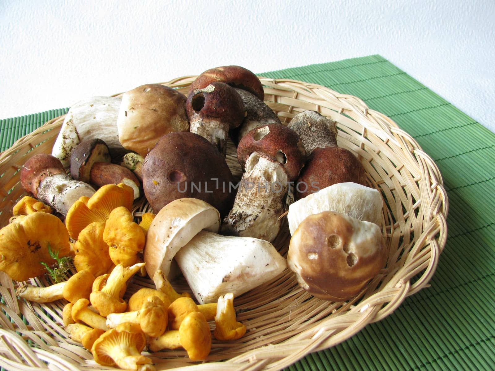 Wild mushrooms in a basket