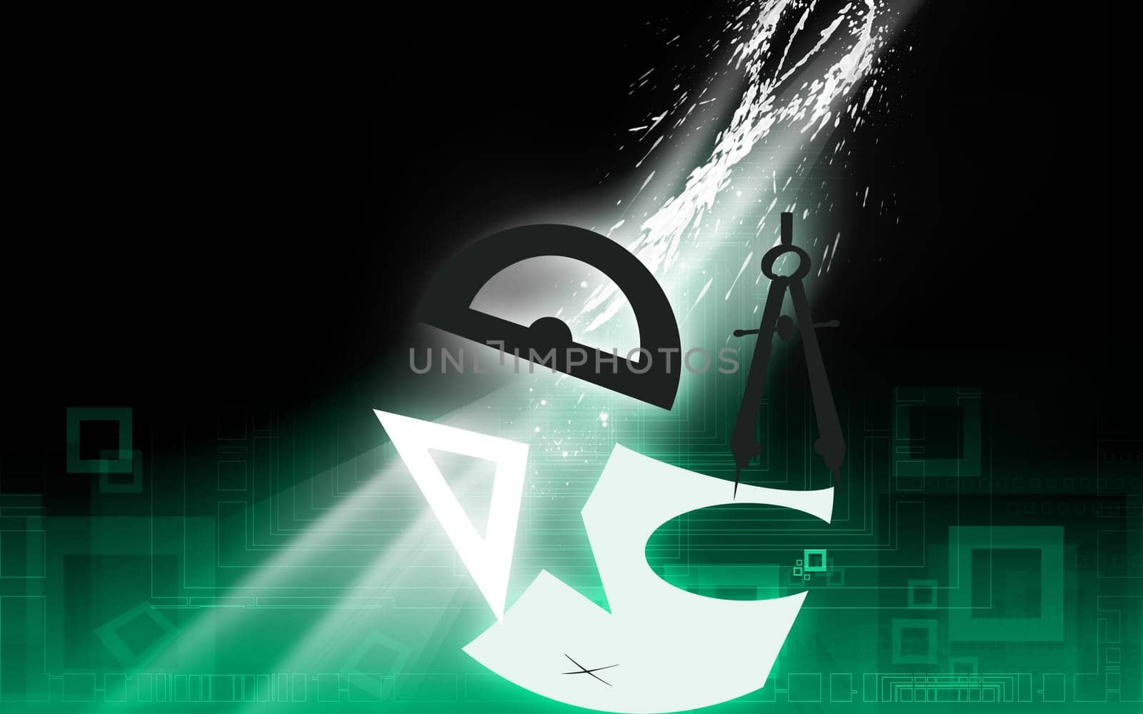 protractor, setsquare and divider