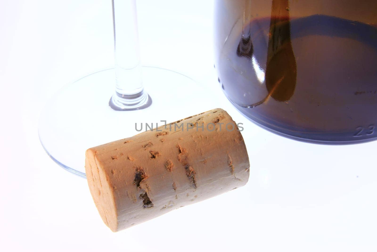 Wine cork,glass and bottle