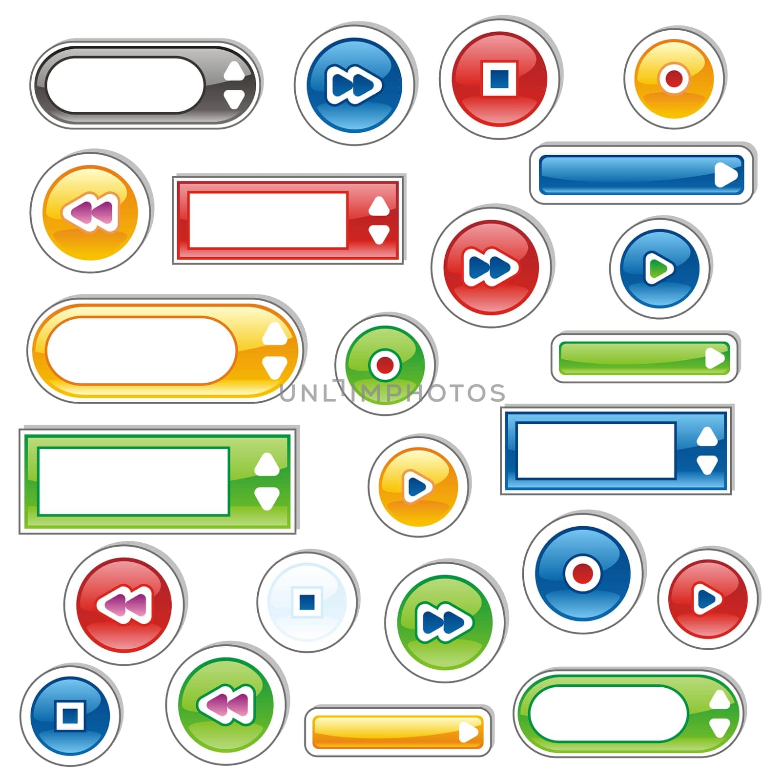 fully editable vector web buttons with d