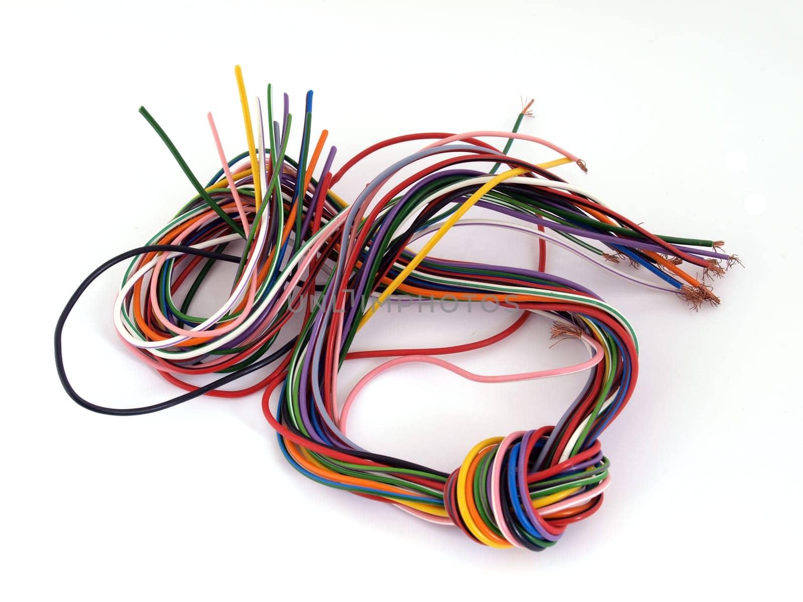 Close up of multicoloured six amp electrical wire