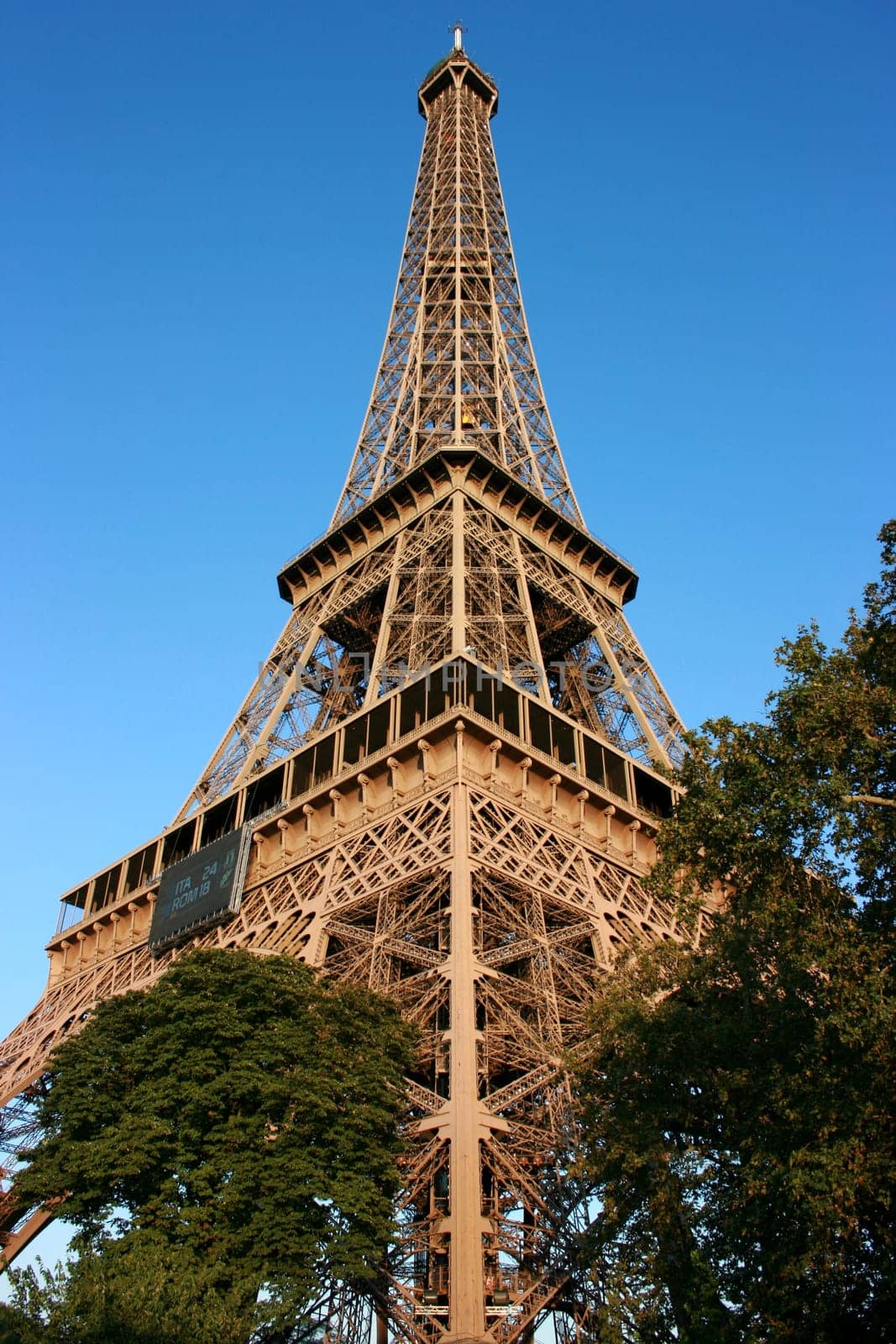 Diagonal view of the Eiffel Tower