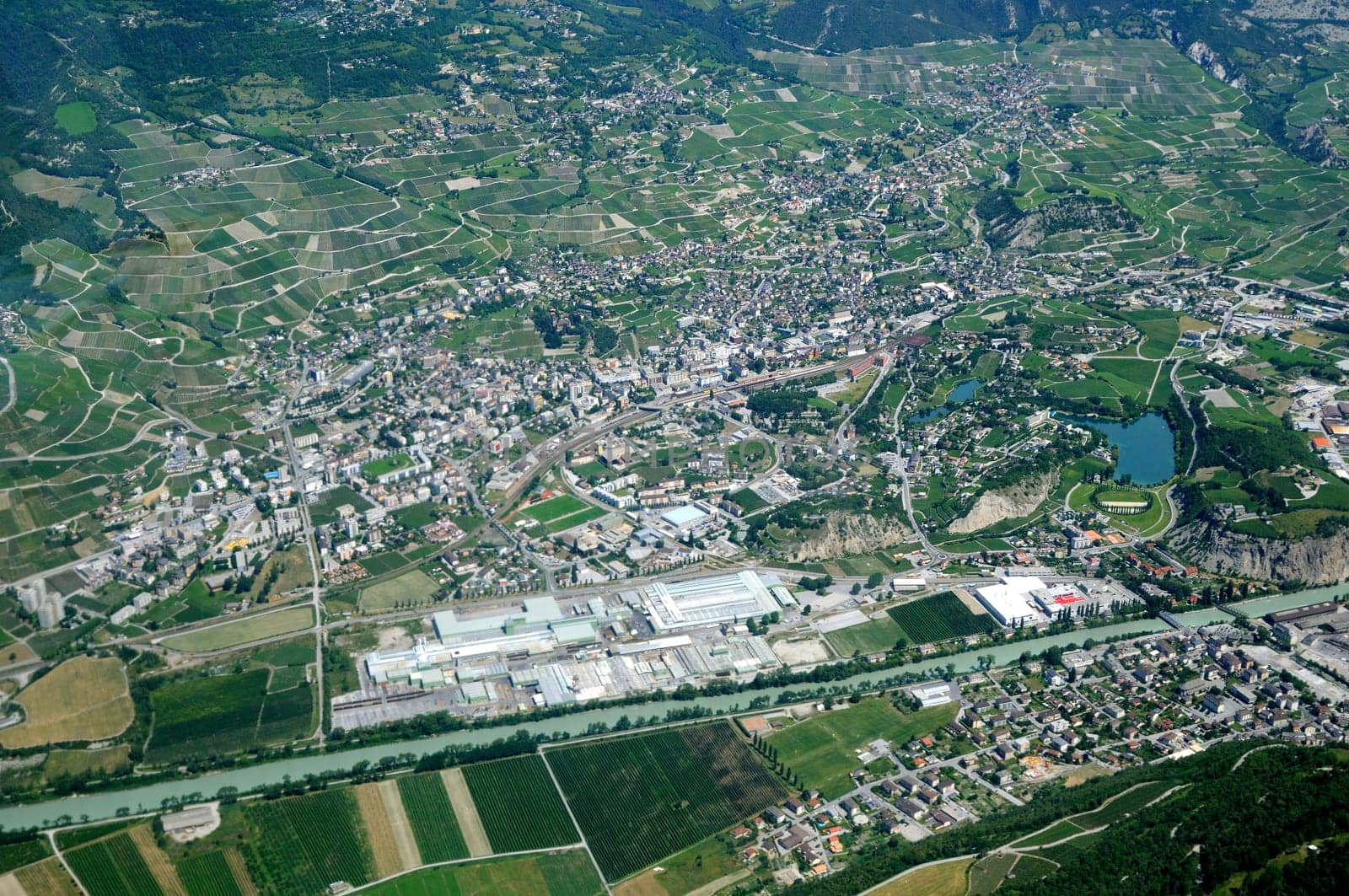 Aerial view of Sierre,Sierre,Valais,Switzerland