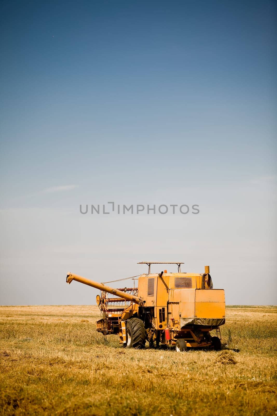 Combine harvester working