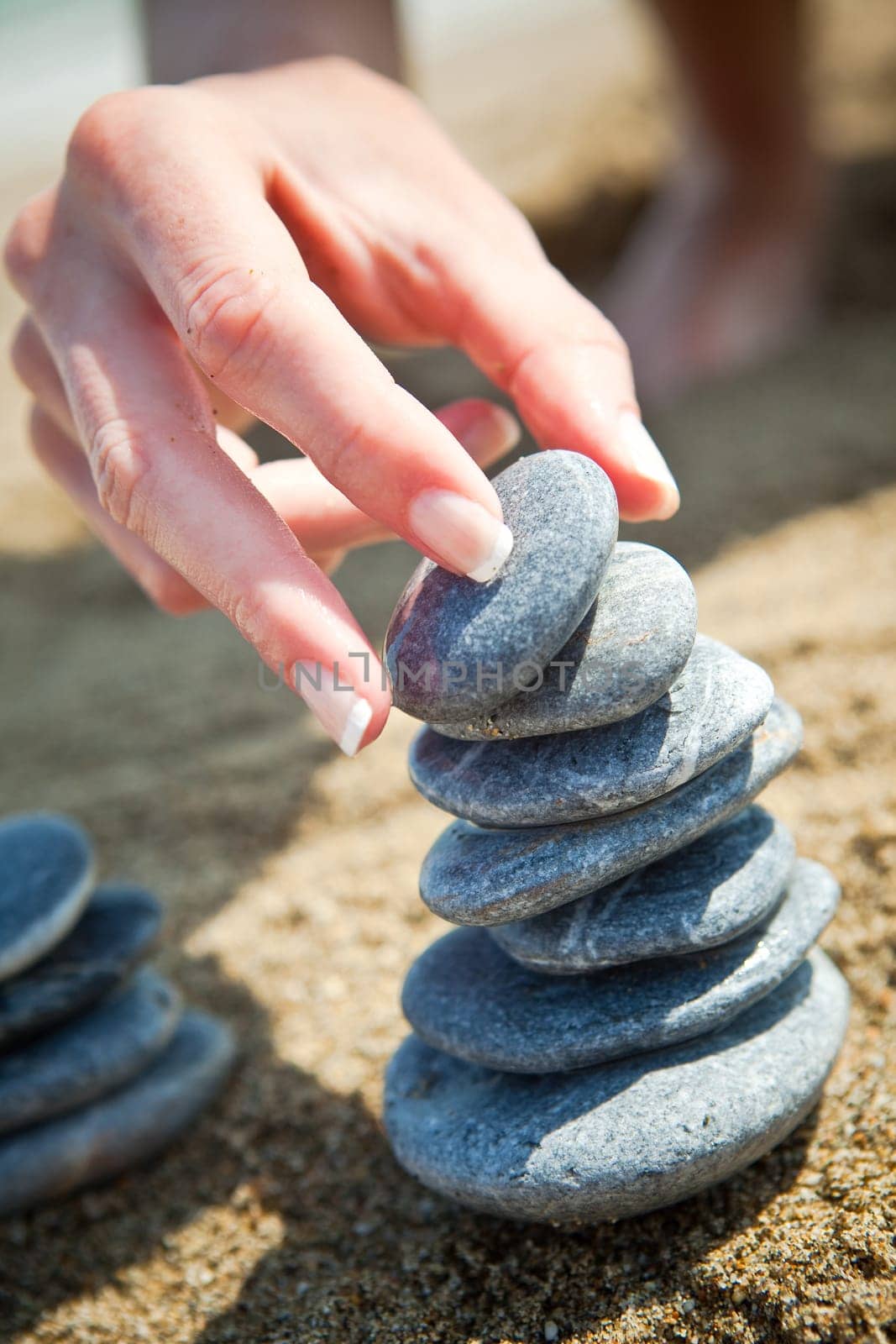 Stone stacks on pebble beach