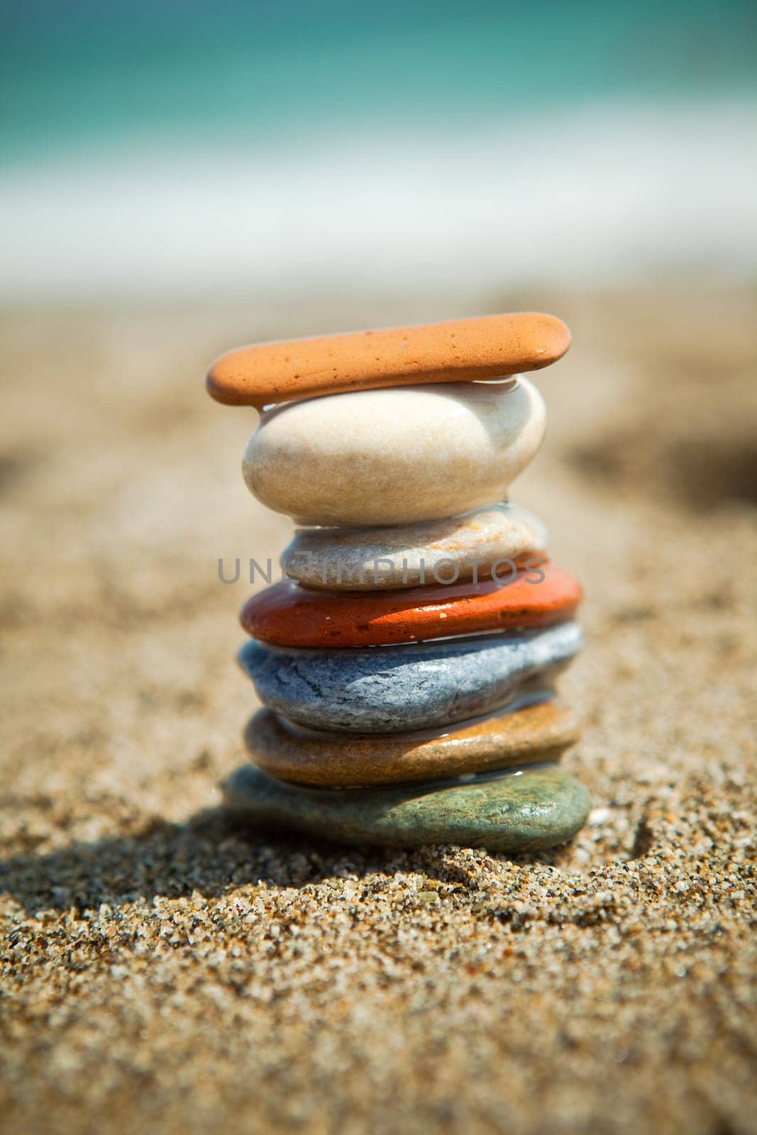 Stone stacks on pebble beach