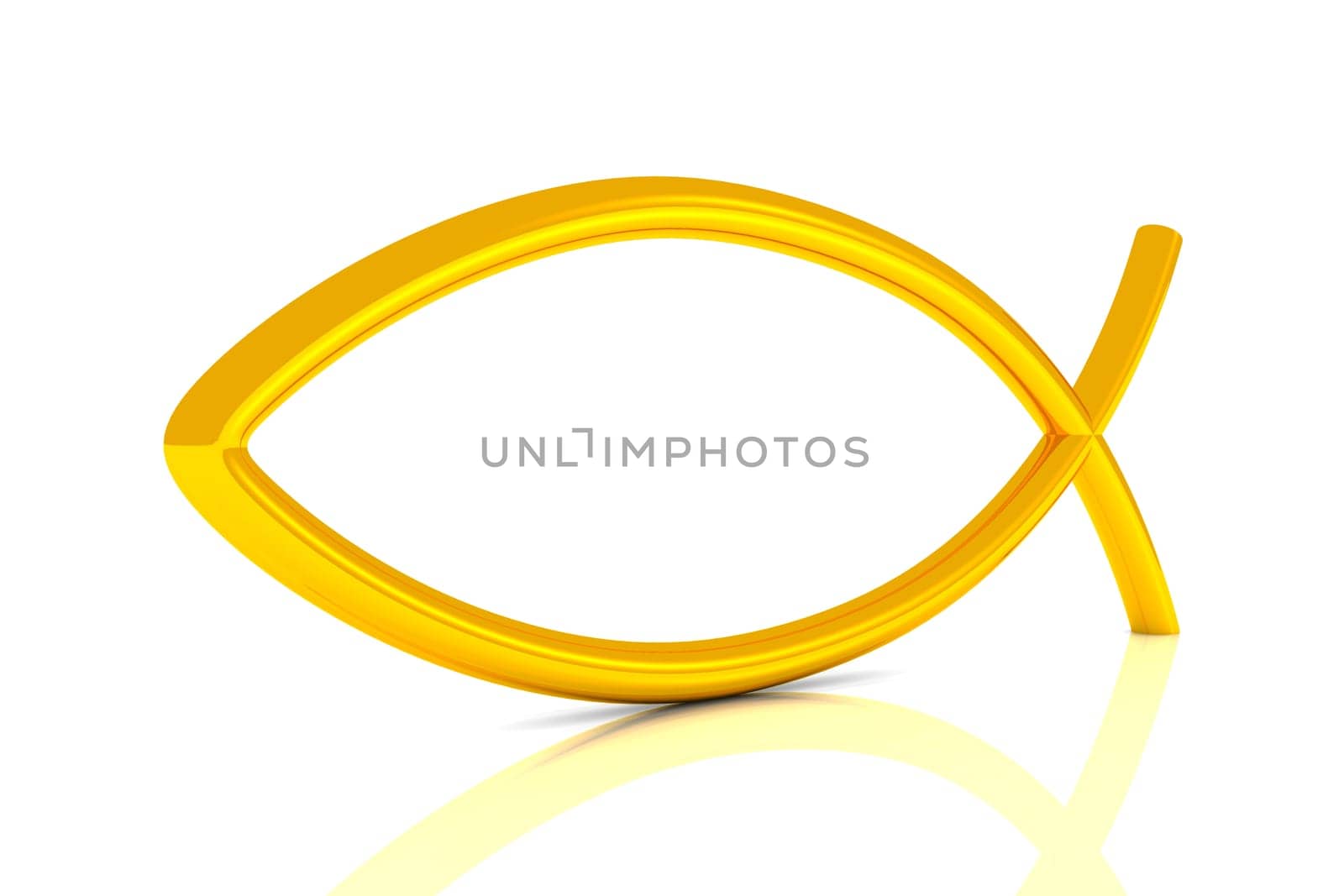3D ICHTHYS Gold - Abstract Fish Symbol