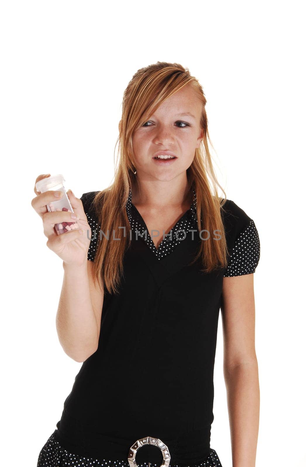 Girl not liking pills.