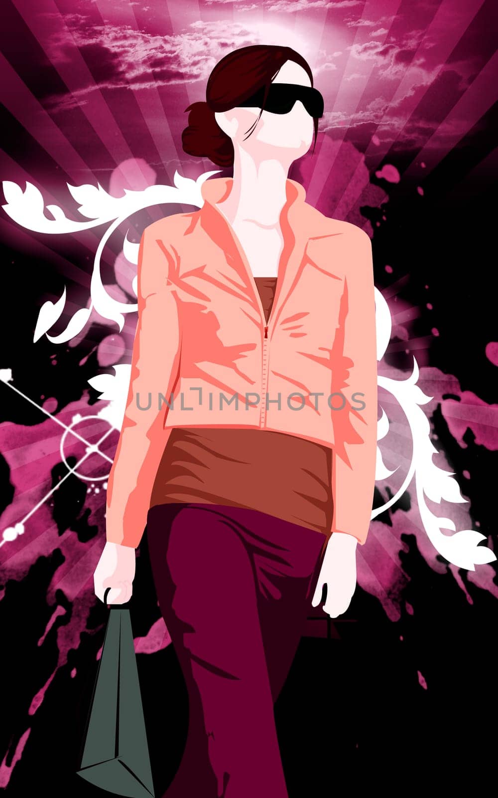 Lady walking with shopping bag