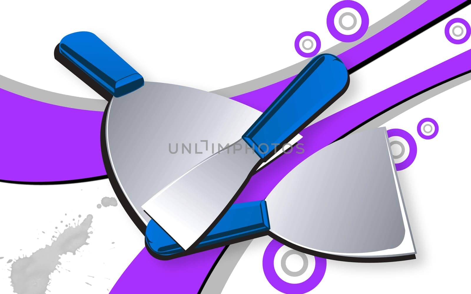 Three putty blades