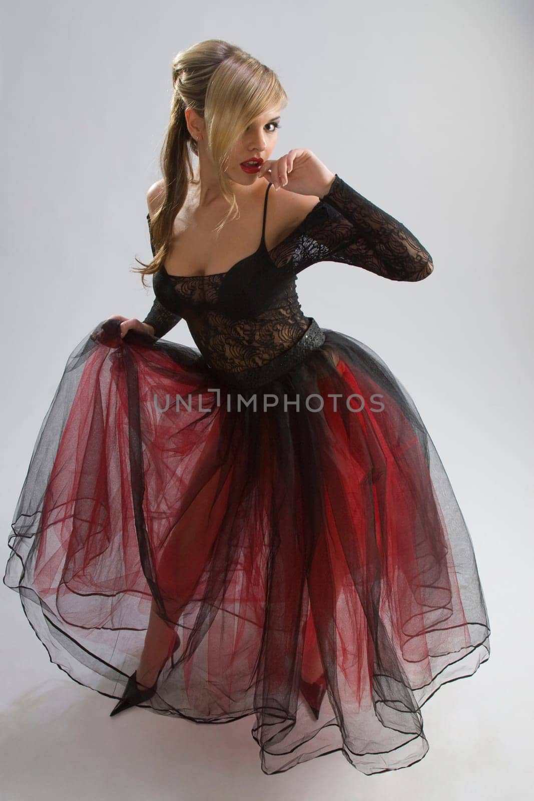 Beautiful girl in diaphanous dress
