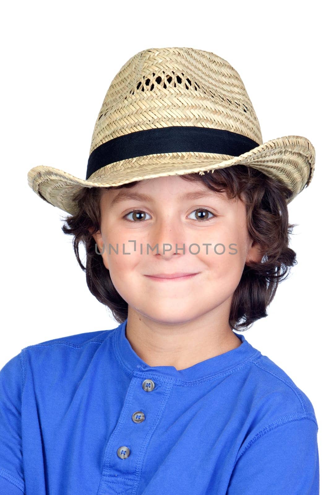 Funny child with straw hat