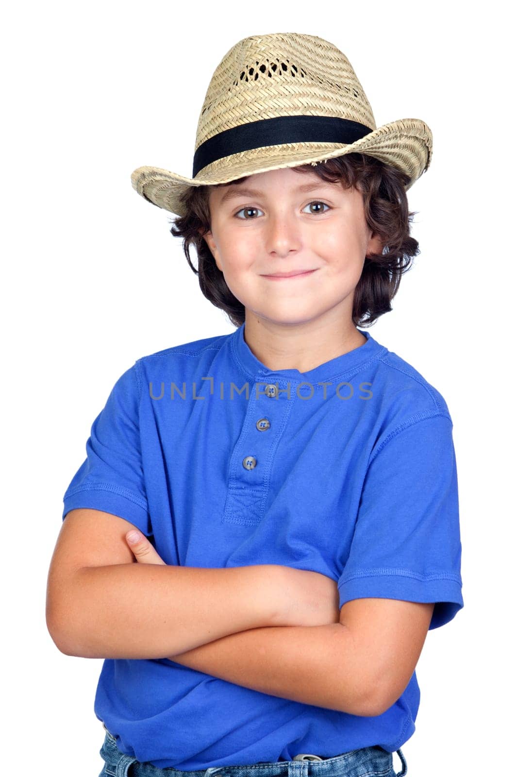 Funny child with straw hat