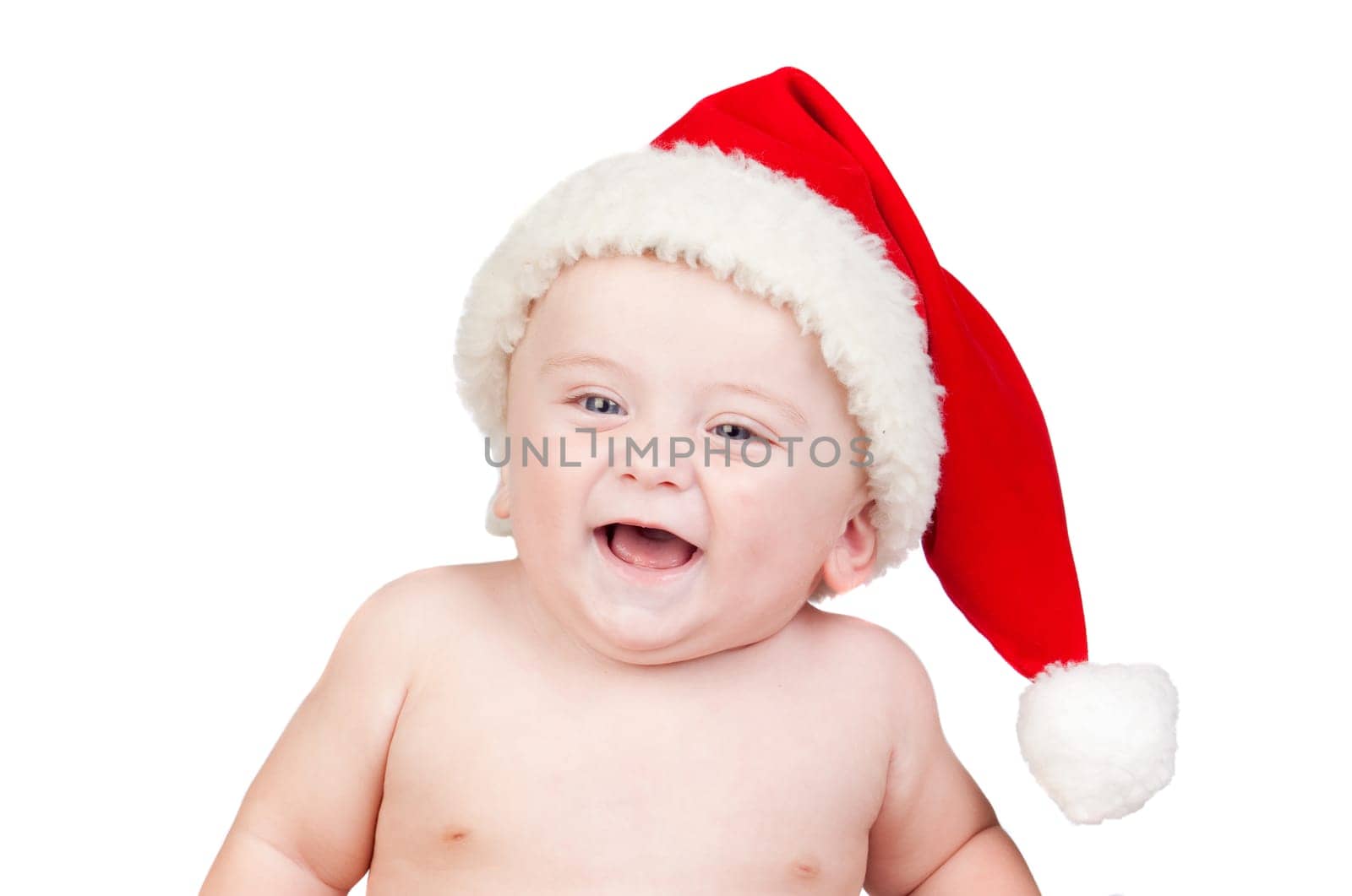 Beautiful baby with blue eyes and Christ