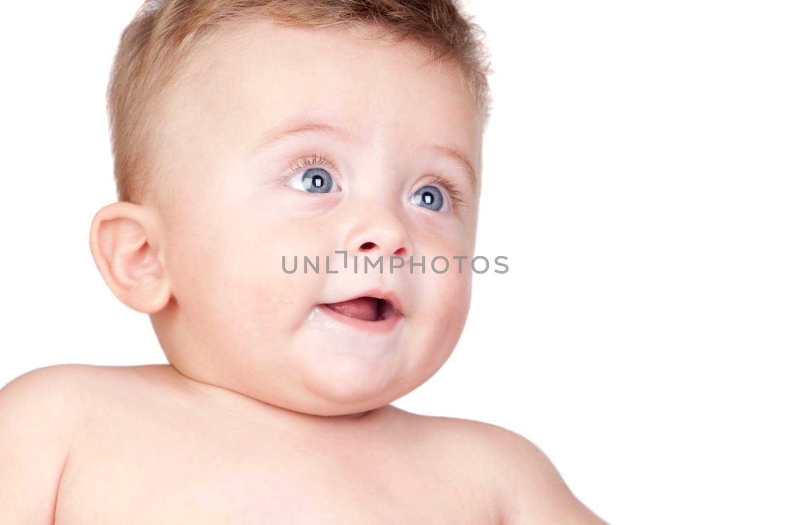 Beautiful blond baby with blue eyes