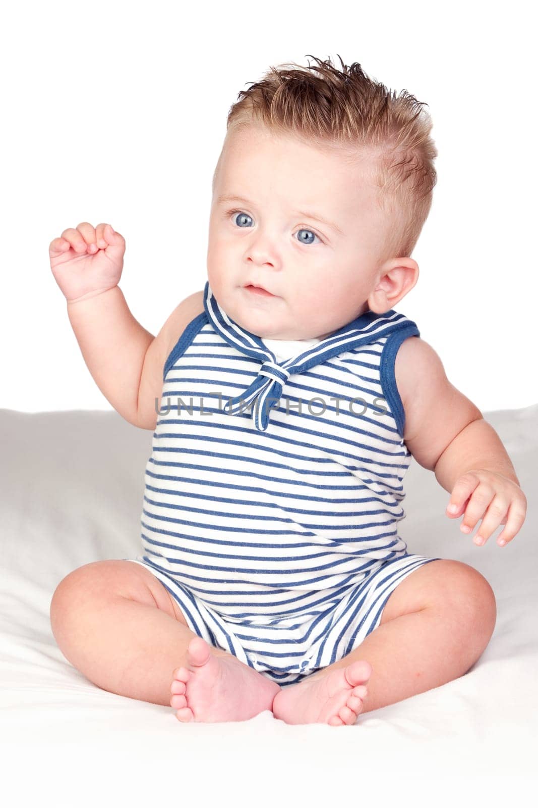 Beautiful blond baby with blue eyes