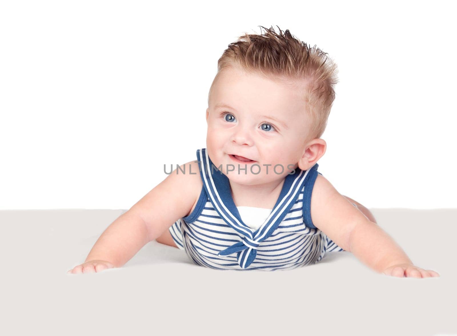 Beautiful blond baby with blue eyes