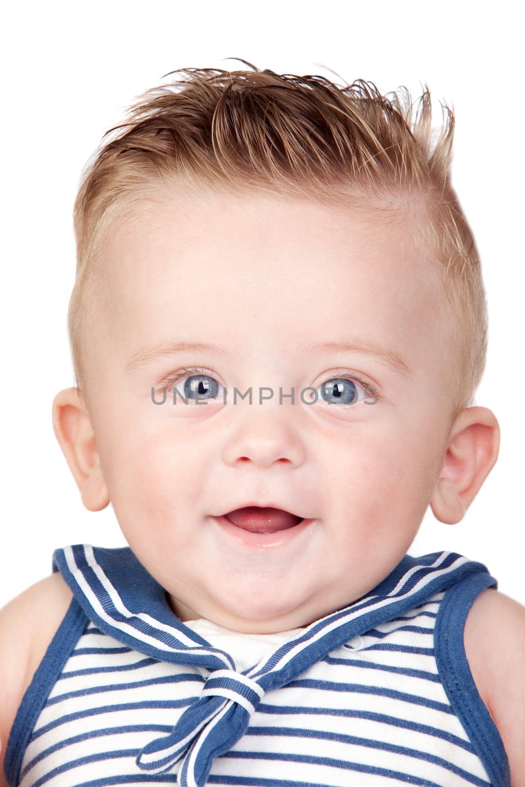 Beautiful blond baby with blue eyes