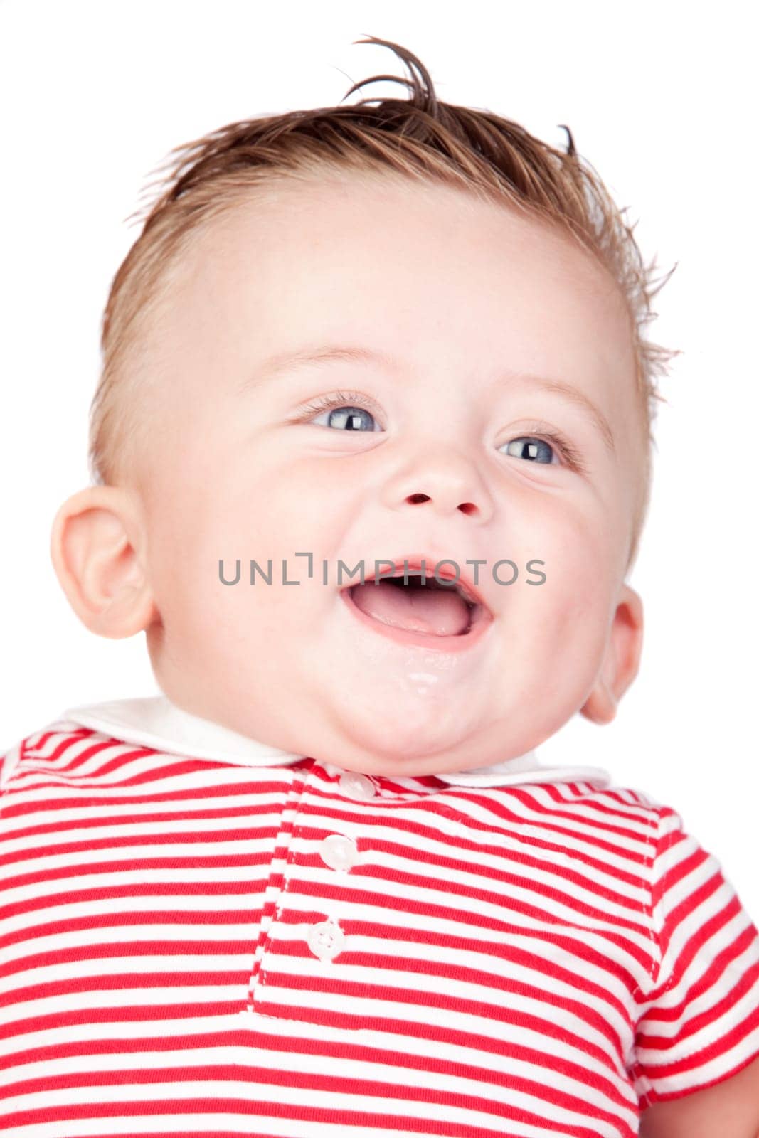 Beautiful blond baby with blue eyes