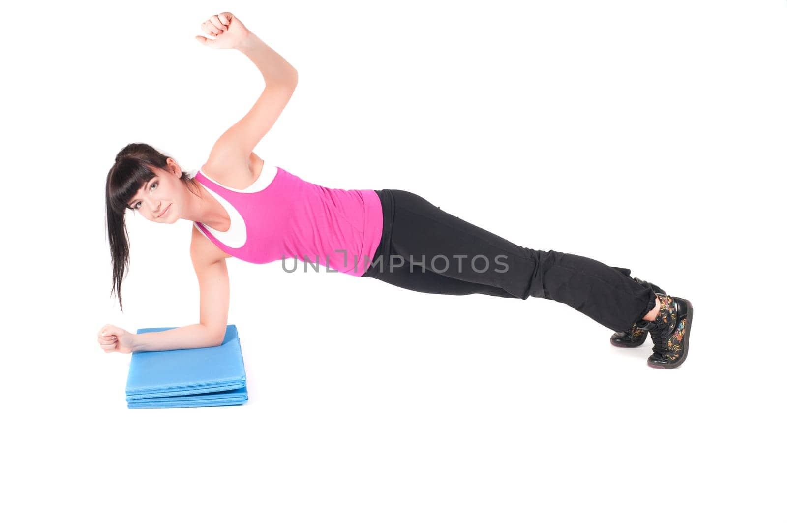 Fitness instructor isolated on white