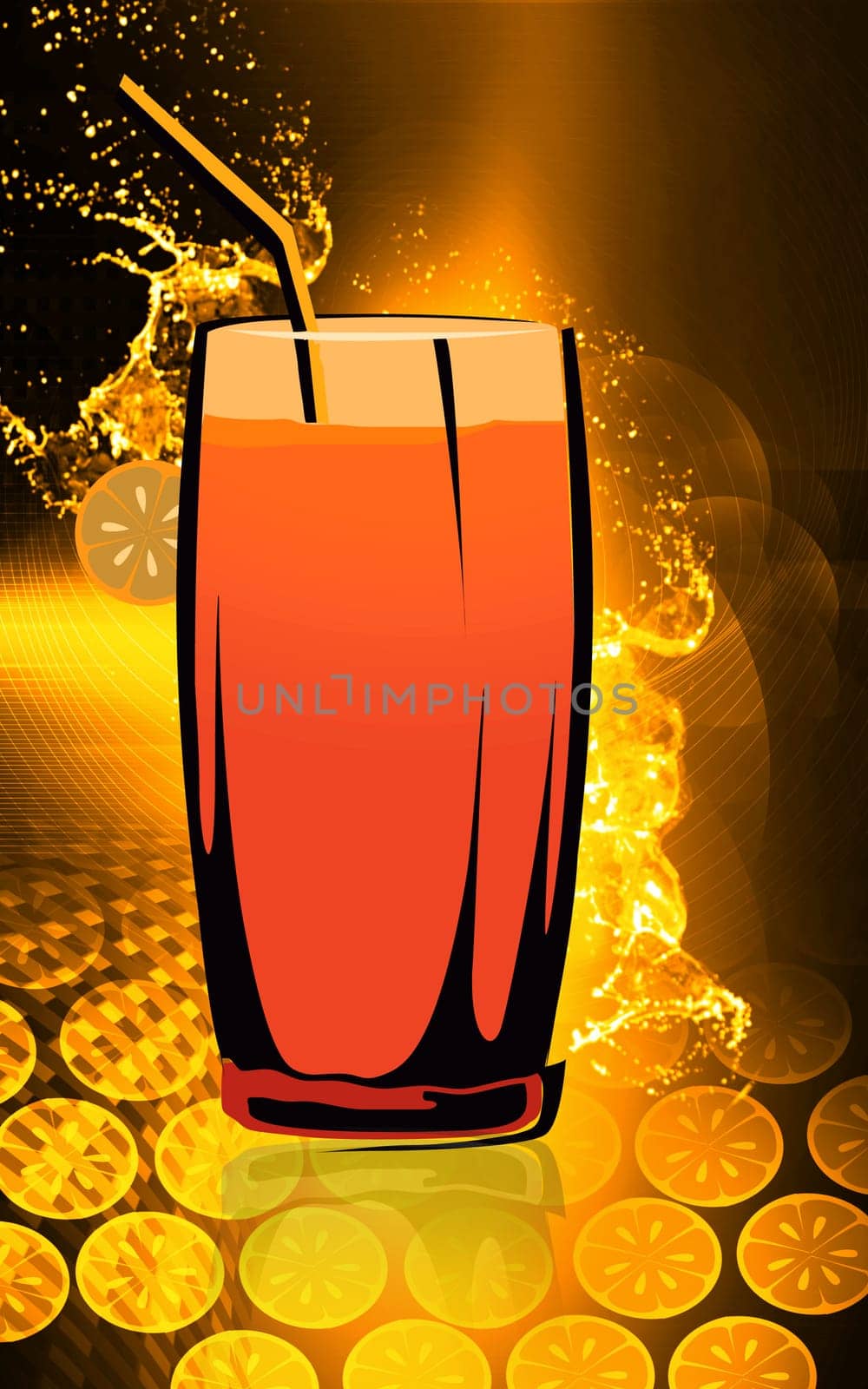 Illustration of a glass full of juices