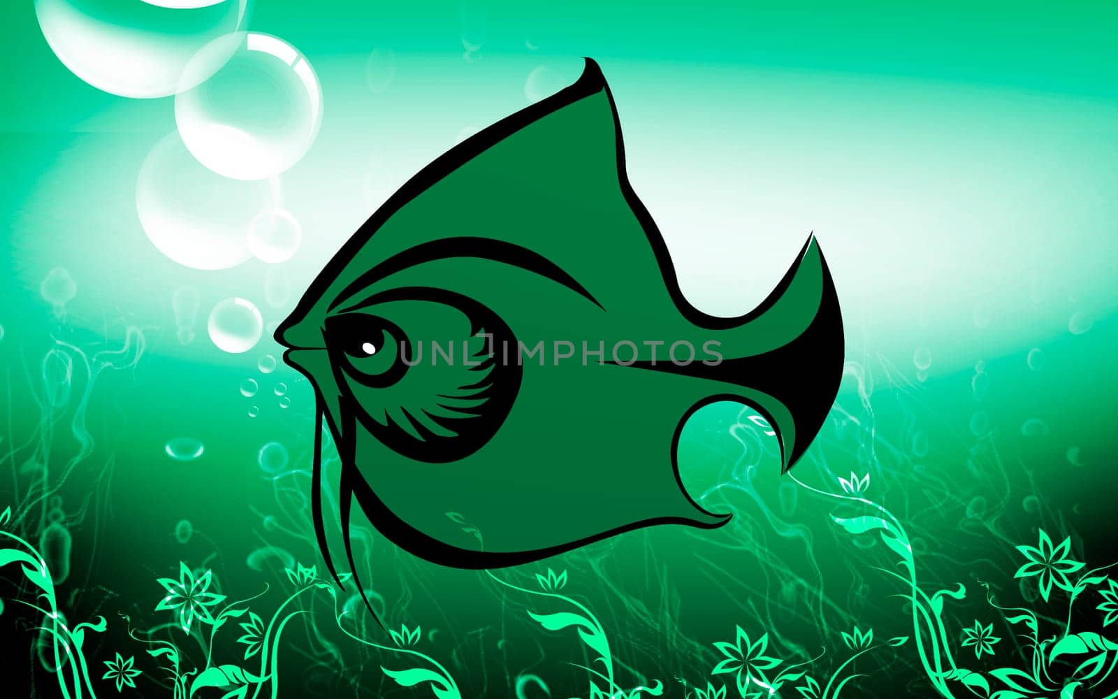 Illustration of a red fish in water