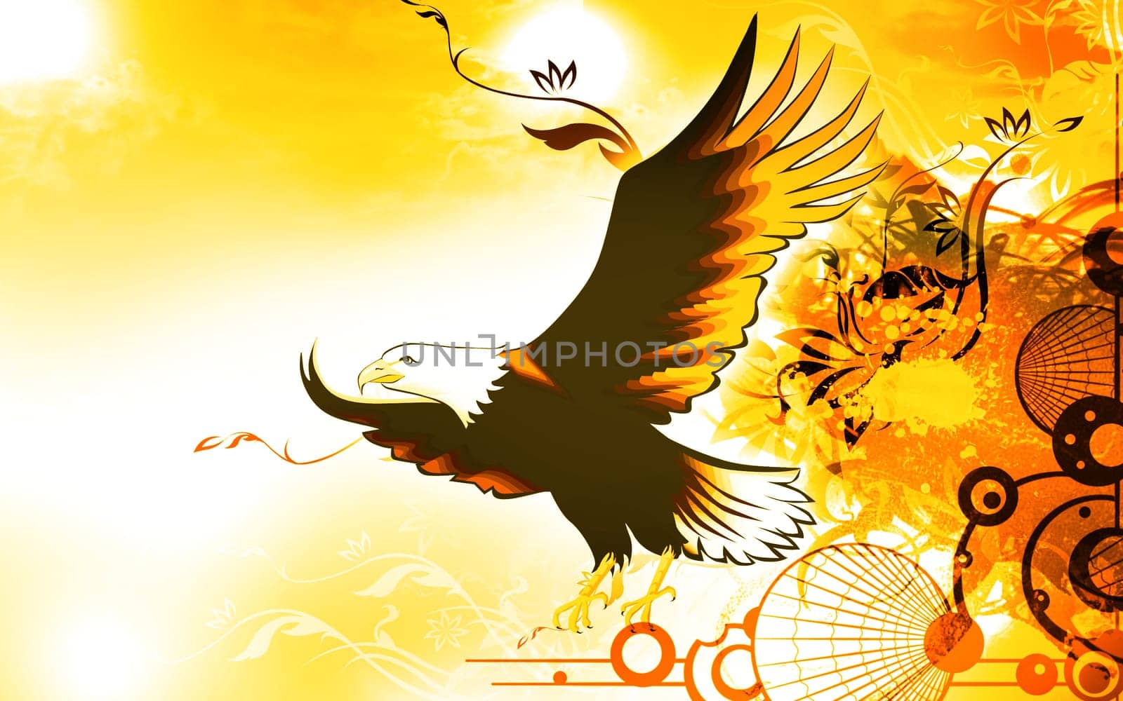 Illustration of an eagle with wings open