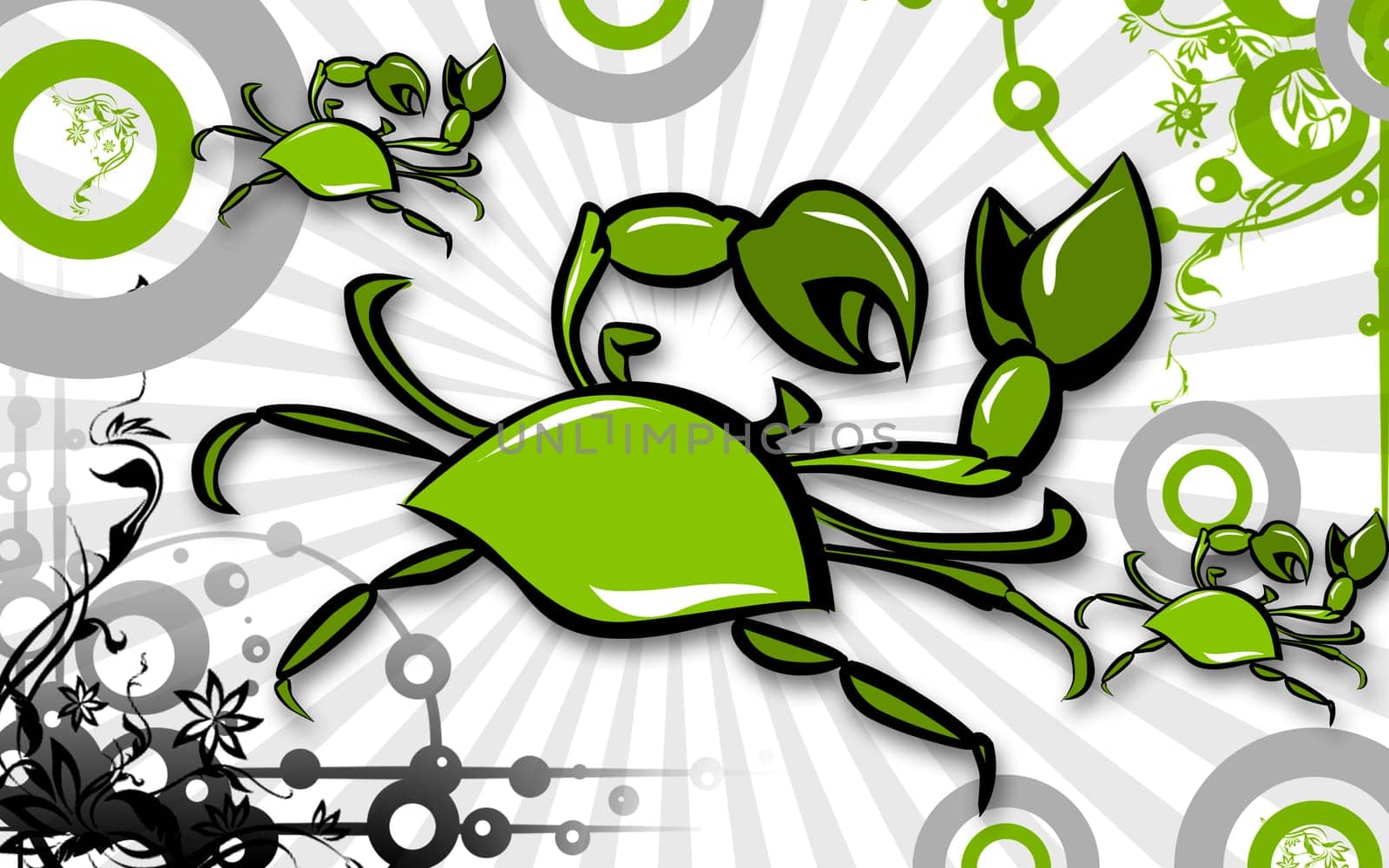 Illustration of a crab underwater