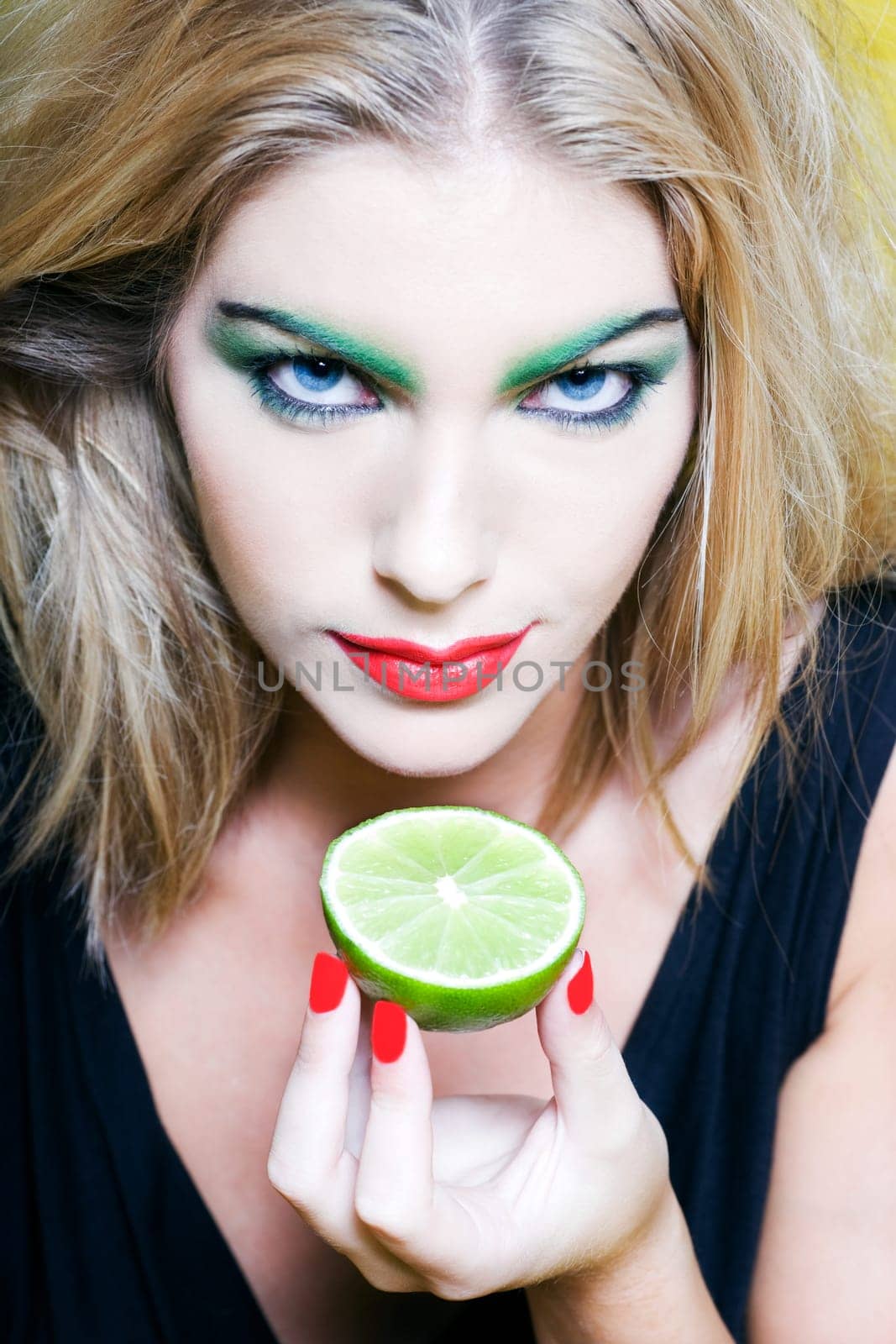 Woman Portrait bite an apple